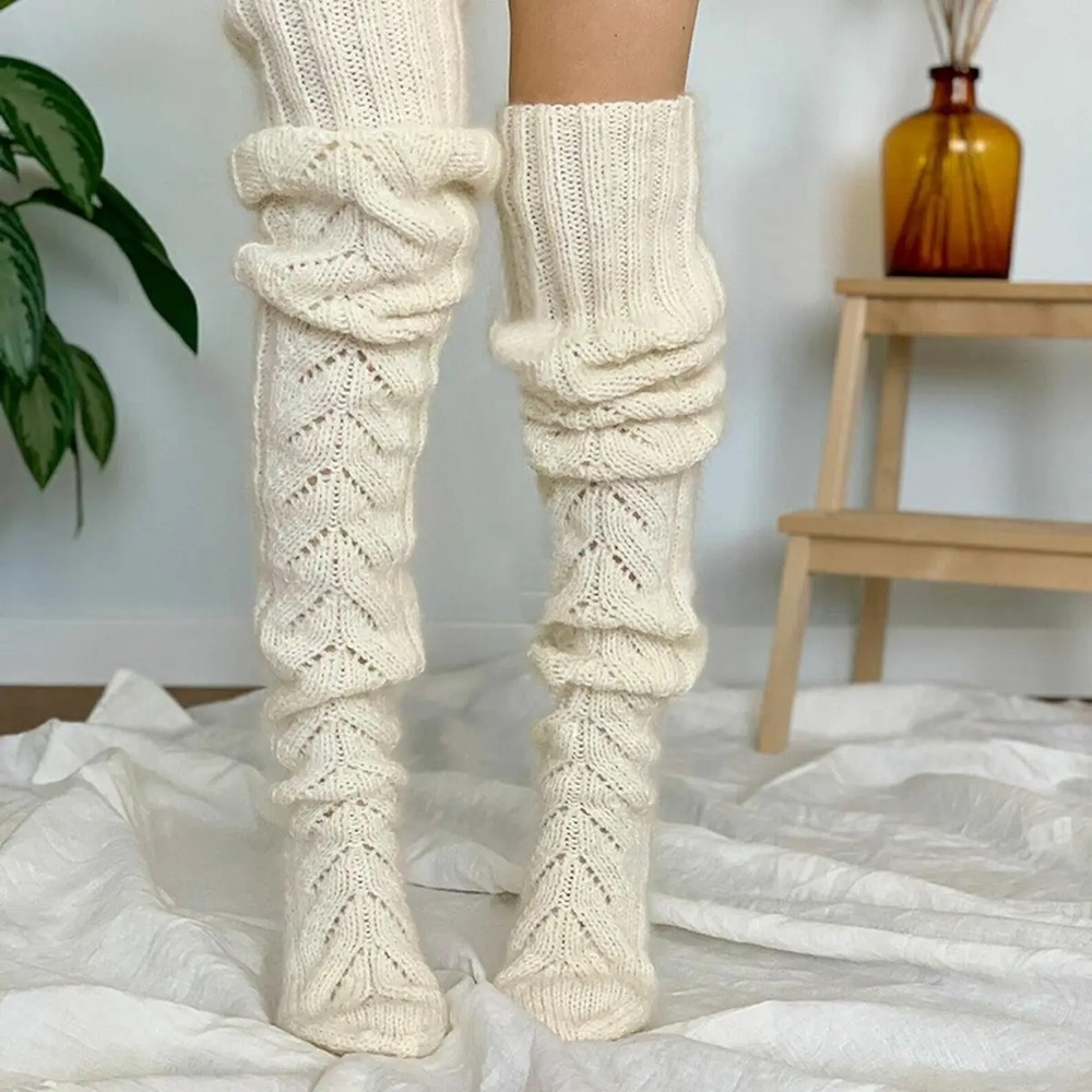 Pink Knit Over-the-Knee Socks‎ - Picture 2 of 5